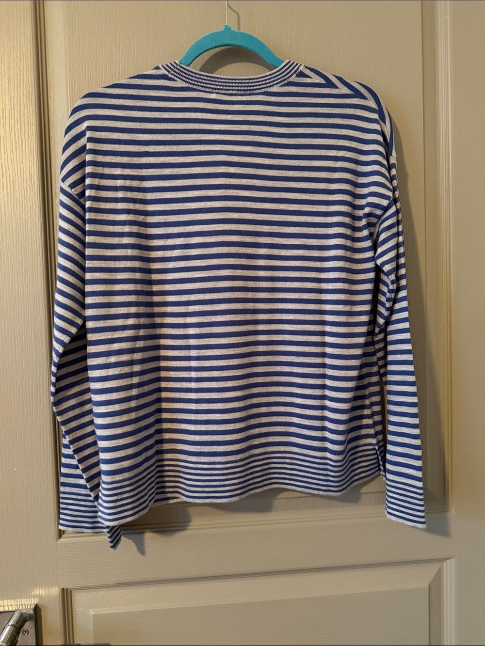 Merino Wool-Silk Blend Crewneck Sweater blue iris stripe size XS - Picture 8 of 9